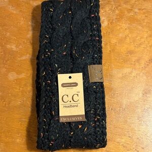 C.C Black Knit Headband with Multicolor Speckles